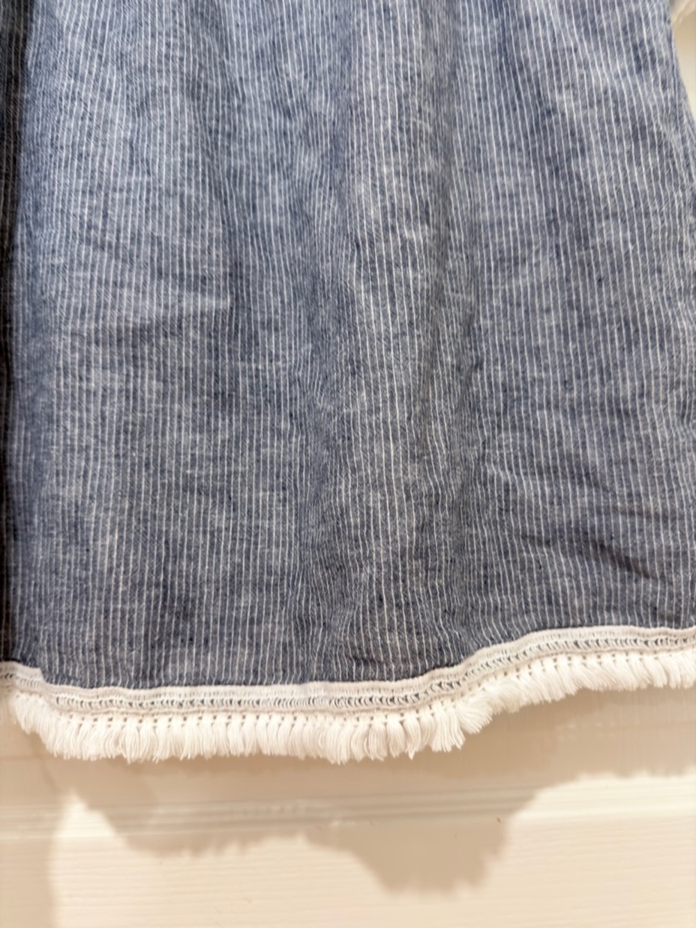 BeachLunchLounge Boho Embroidered Bell Sleeve Dress Blue Stripe Small NWOT - Picture 5 of 7